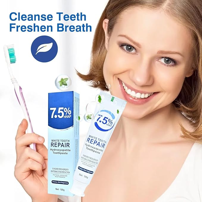 Set 3-Pack Hydroxyapatite Toothpastes for Enamel Protection and Tooth Strengthening，Fresh Breath，Formula mild Mint， Daily Use for Oral Health. (3)