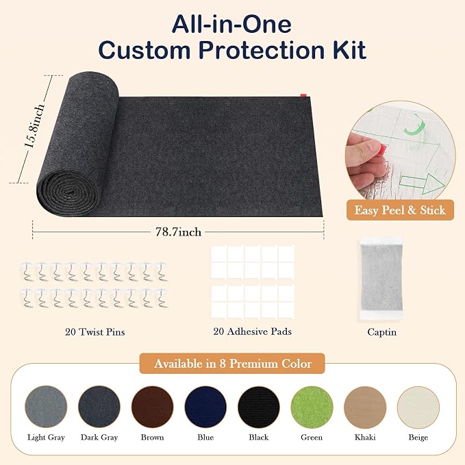 Cat Scratch Furniture Couch Corner Protector from Cat Claws, 78.7x15.8 Inch | Cat Wall Scratcher Mat with Catnip, Adhesive Cat Scratching Pads Renew Cat Stuff Sofa Tree Scratching Post Board Bed Tower