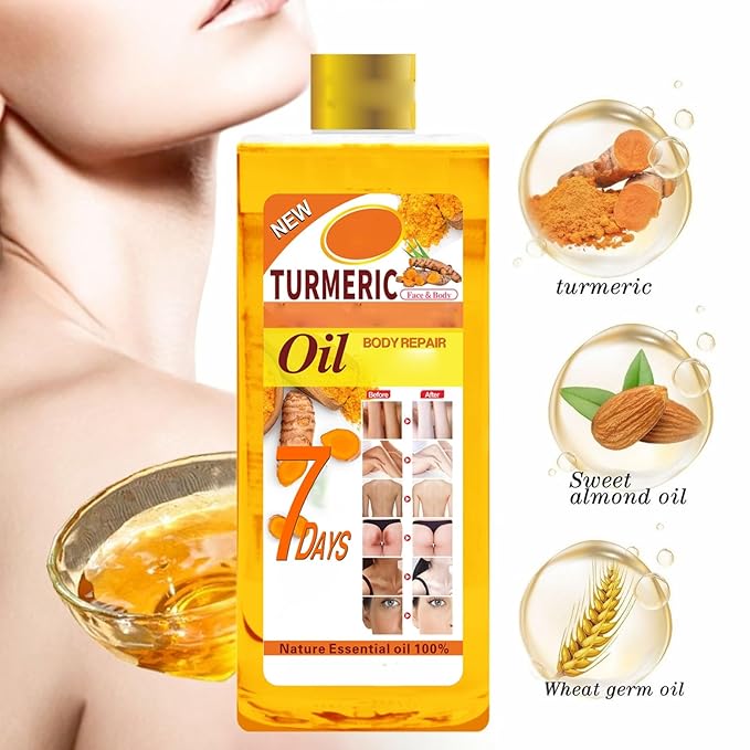 500ml Turmeric Oil for Skin Brightening - Organic Turmeric Oil for Face - Soft 7 Body Oil, Moisturizing