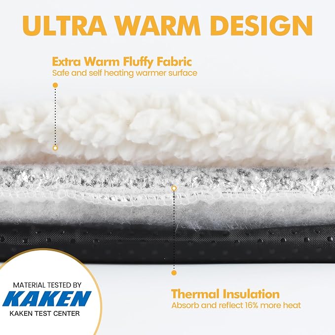 Self Warming Cat Bed Self Heating Cat Dog Mat Pad 29 x 18.9 in Extra Warm | Non Electric, Self Heated Cat Bed for Indoor Outdoor Pets, Removable Washable Cover, Non-Slip Bottom, Crinkle-Free, Beige
