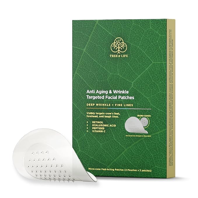 Deep Wrinkle Targeted Patches with Advanced Retinol, Hyaluronic Acid, Vitamin C, and Peptides for Forehead and Between Eyes, 6 Patches