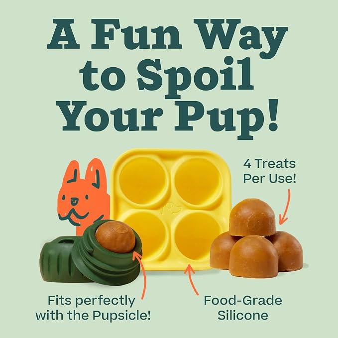 Woof Pupsicle Silicone Dog Treat Tray Mold for Dogs 10-25 lbs | For small dogs, silicone treat mold, reusable design, dishwasher safe, DIY frozen treats