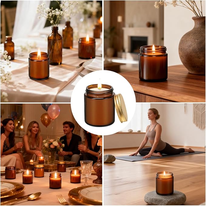 12 Pack 8 oz Eucalyptus Mint Scented Soy Candles, Bulk Glass Jar Candles, Aromatherapy Candles for Home, Office, Wedding, Party & Gifts