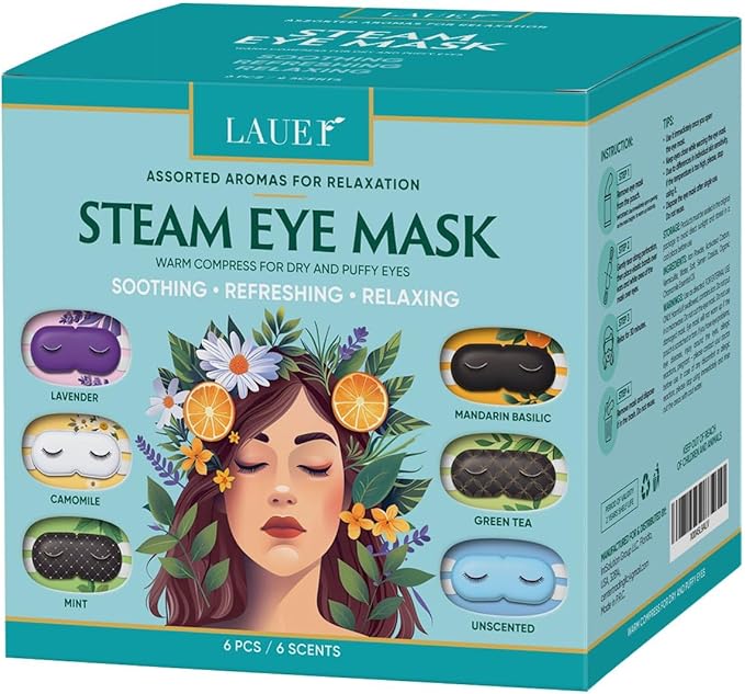 Heated Eye Steam Mask Dry Eyes Self Warm Compress Dark Circles Puffiness (1 Count (Pack of 6), Set of Scent (Lavender, Chamomile, Green Tea, Mint, Mandarin Basilic, Unscented))