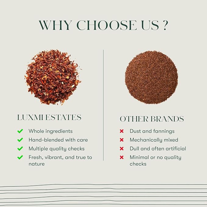 Luxmi Estates - Rooibos Chai - Rooibos Tea with Spices - Loose Leaf - 100g, 3.52 Oz (50 Cups), Limited Fall Tea with Cinnamon, Cardamom and Clove, Perfect for Relaxation