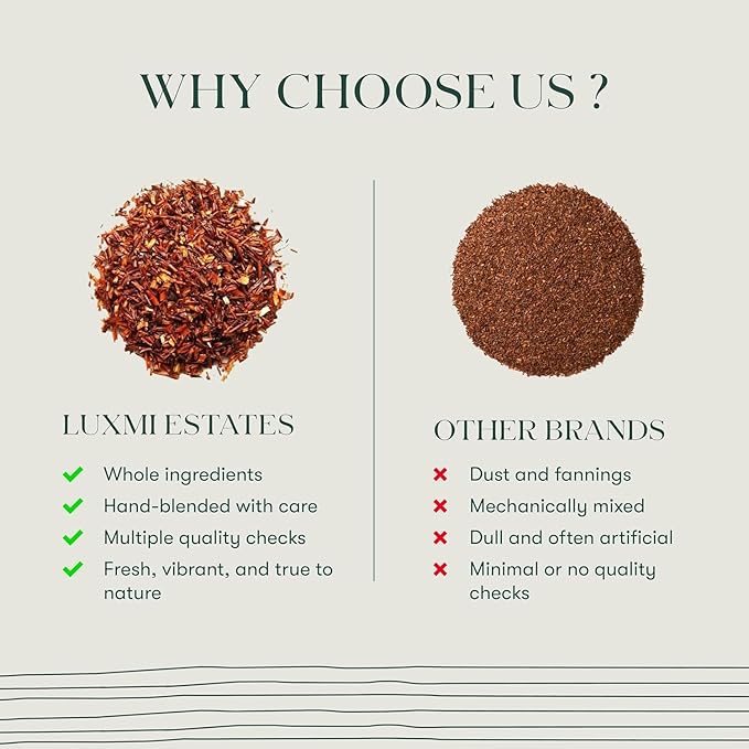 Luxmi Estates Rooibos Chai Herbal Tea, 50 Biodegradable Tea Bags (100g, 3.53oz, 50 Cups) | South African Rooibos with Indian Chai Spices - Cardamom, Cinnamon, Ginger & Cloves | Chai Bulk Pack, Caffeine Free, Vegan