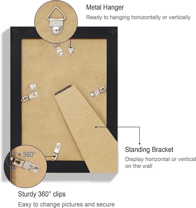 Hongkee 5.5 x 8.5 Diploma Frame Set of 4, Made of Real Glass and Black Frame, 5.5 by 8.5 Photo for Wall or Tabletop