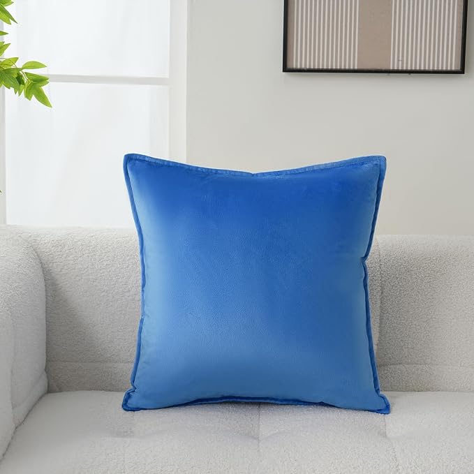 Velvet Royal Blue Throw Pillow Covers 22”x22”Pack of 2 Soft Decorative | Square Cushion Covers for Couch Sofa Bed Livingroom Car Home Decor,55x55Cm