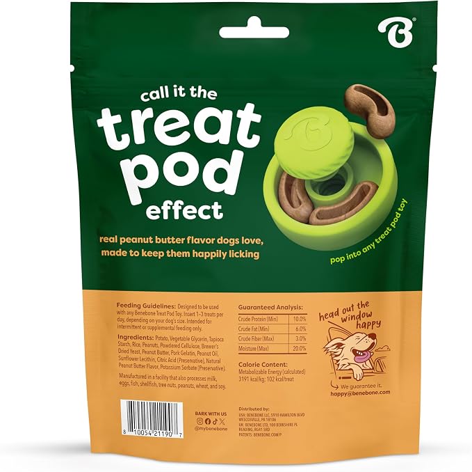 Benebone Treat Pod Refills for Benebone Puzzle Toys, Peanut Butter Flavor Dog Treats, 9 Count
