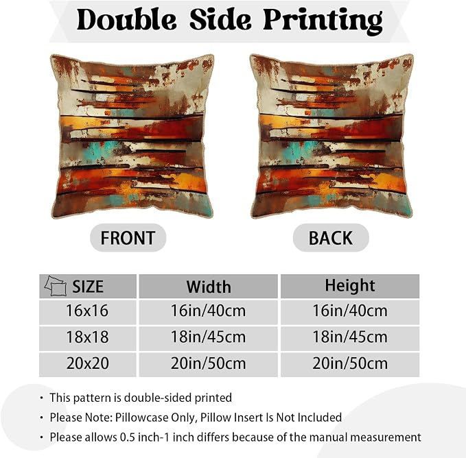 Burnt Orange Teal Rust Soft Velvet Throw Pillow Covers Set of 2 Abstract Vintage Metalic Copper Pillow Covers 16x16 Inch Retro Colorful Pillow Case For Sofa Couch Living Room Farmhouse Home Decor