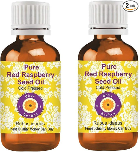 dève herbes Pure Red Raspberry Seed Oil (Rubus idaeus) Cold Pressed (Pack of Two) 100ml X 2 (6.76 oz)