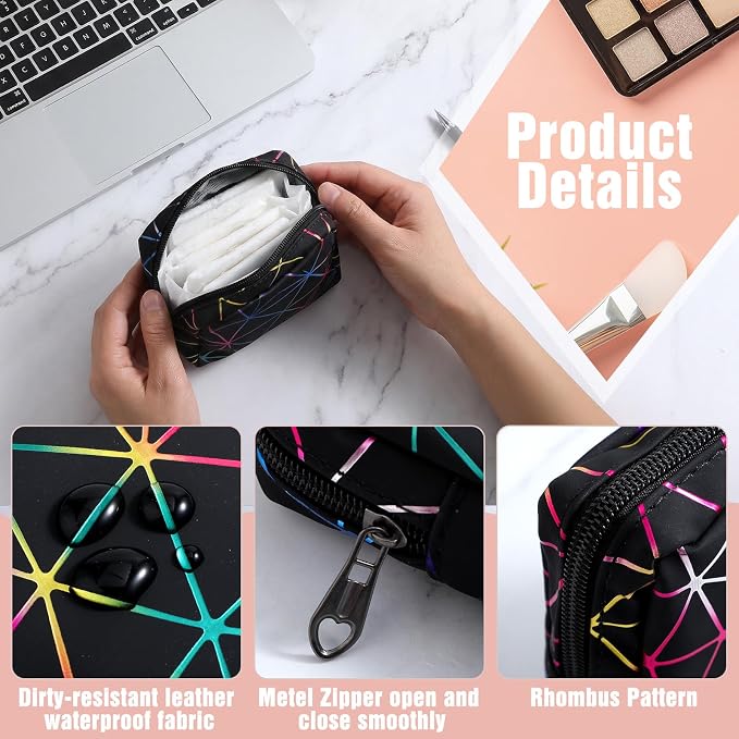 2Pcs Sanitary Period Bag Napkin Storage Bags, Portable Menstrual Periods Pouch with Zipper for Teen Pads, Reusable Periods Kit Bag Feminine Product Pouch Cosmetic Organizer Bags for Teen Girl