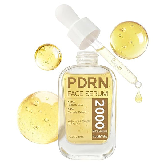 YouthVibe 0.5% PDRN Serum for Face, Anti-Aging Salmon DNA Face Serum with Hyaluronic Acid + Niacinamide + Squalane, Firming & Hydrating, Helps Smooth the Look of Fine Lines & Wrinkles, 30mL