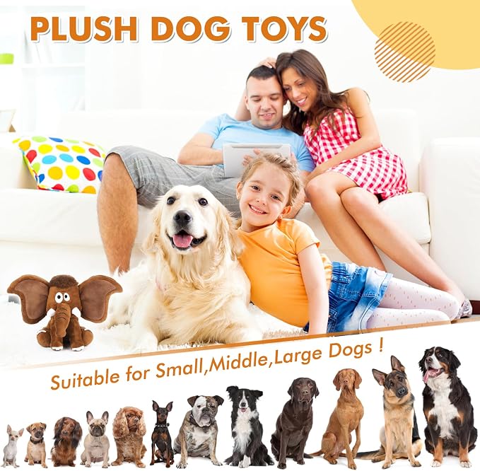 Letsmeet Interactive Plush Dog Squeaky Toys Fun Puppy Toy with Crinkle Paper for Interactive Chew and Play Beat Boredom with This Dog Puzzle Toy for Small Medium Large Dogs