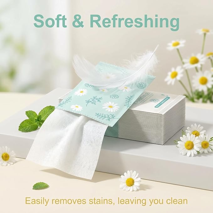 Travel Feminine Hygiene Wipes, Individually Wrapped Wipes, 200 Pack | Chamomile pH-Balanced Feminine Wipes, Individually Wrapped Portable Large Hygiene Wipes for Friends & Homeless Care