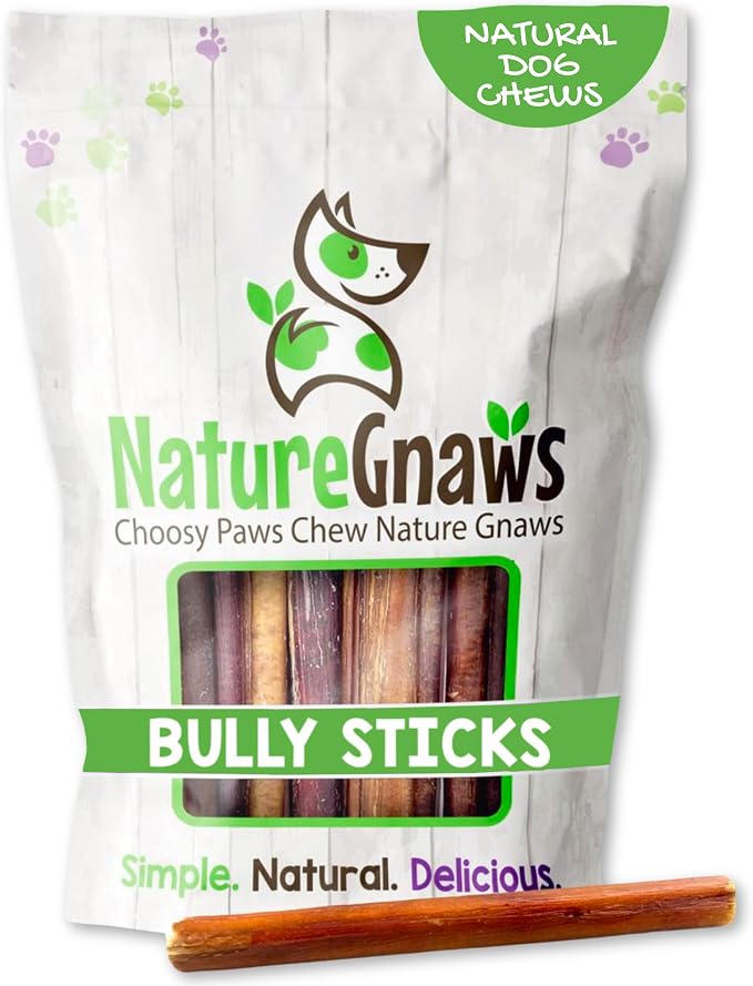Nature Gnaws Extra Thin Bully Sticks 5-6" Rawhide Free Dog Chews, 50 Count | Long Lasting for Light Chewers and Puppies - Natural Beef Dog Chew Bones - Single Ingredient - No Artificial Preservatives