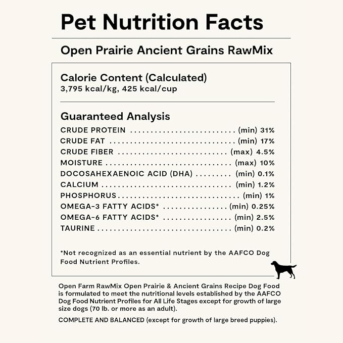 Open Farm RawMix Ancient Grains Dry Dog Food, Wild Ocean Kibble, 20lb Bag | Wild-Caught Whitefish, Salmon and Rockfish, Freeze Dried Raw Chunks, 100% Traceable Ingredients, Non-GMO Fruits & Veggies.