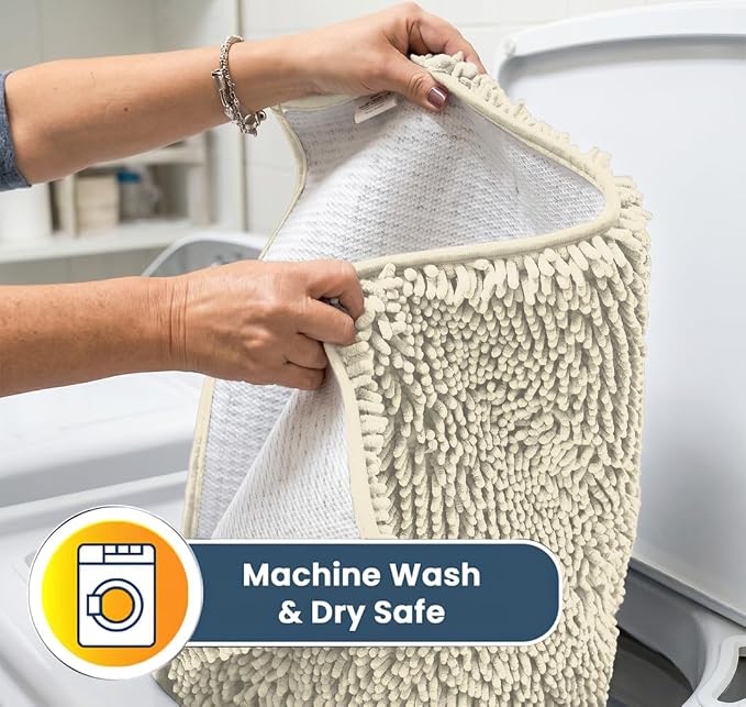Muddy Mat® | Super Water Absorbent Door Mat Indoor, Microfiber Quick Dry Chenille Entryway Rug, Slip Resistant Front Door Mat, Indoor Mats for Entryway, Machine Washable Pet Rug, Ivory 48" x 60"