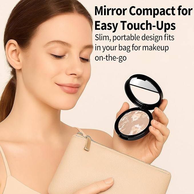 Baked Luminous Pressed Powder–Glow-Infused Foundation,Highlighter & Setting Powder in One–Color-Correcting,Oil-Control,Long-Lasting Coverage for All Skin Tones 05