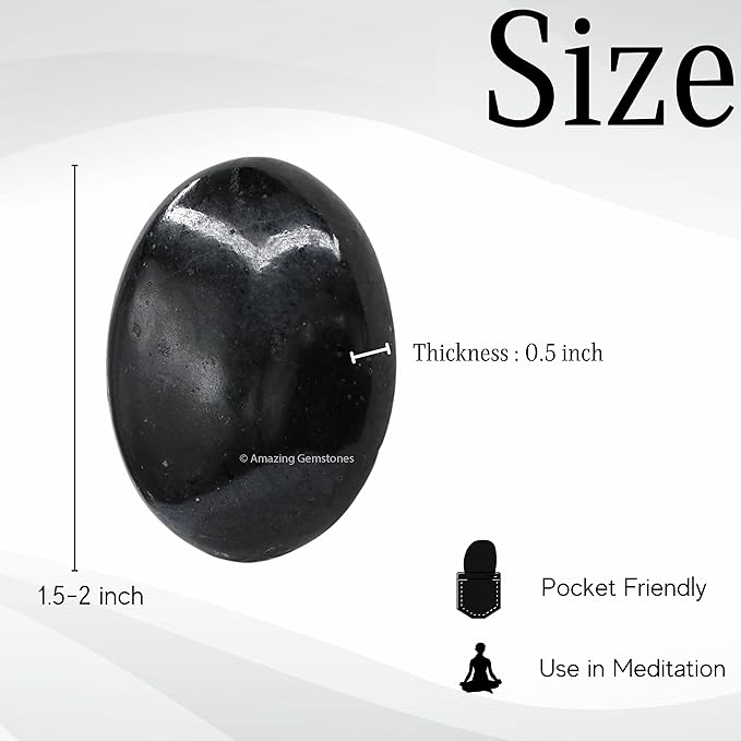 Black Tourmaline Crystals and Healing Stones - Large Palm Stone Crystals Piedra - Crystal for Good Luck, Positive Energy, Meditation - Unique Stocking Stuffers and Birthday Gifts for Women, Men