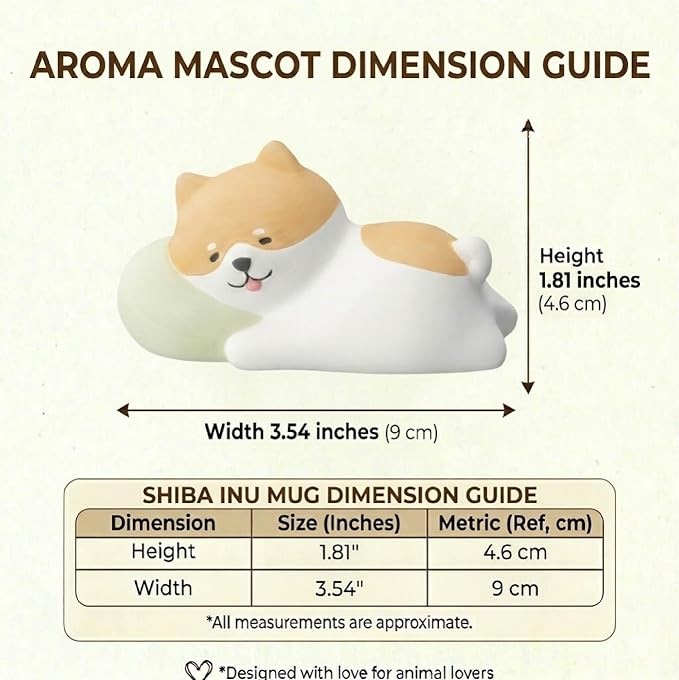 Passive Stone Diffuser, Cute Animal Series Aromatherapy Oil Diffuser for Tabletop Decor (1, Napping Shiba)