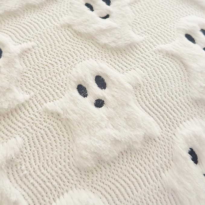 Pack of 2 Best Gift Happy Halloween White Ghost Decorative Throw Pillow Cover Cushion Case for Bed Couch Sofa Farmhouse 18''X18'inches (Ghost)