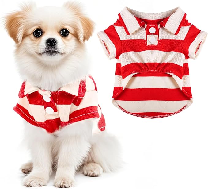Pistha Dog Shirt Polo Shirt Striped Puppy Clothes for Boy Girl Pets | Dog Shirt Dog Clothes Pet Clothes with Summer Button Up for Small Medium Dogs Cats