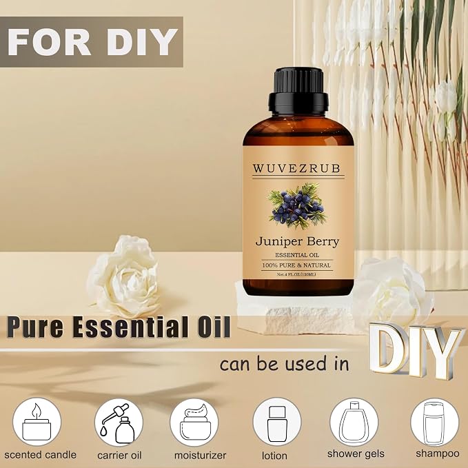 Juniper Berry Essential Oils, 120ML Pure and Natural Essential Oil for Aromatherapy Diffuser - Juniper Berry /4 Fl Oz