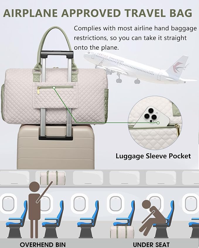 Women Weekender Travel Duffle Bag: Travel Duffel Overnight Bags with Shoe Compartment Large Carry on Tote with Toiletry Bag Weekend Traveling Yoga Gym Hospital Bag for Women with Wet Pocket