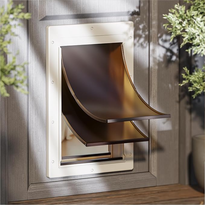 Large Dog Door for Door, Pets Up to 100 lb | Durable Plastic Frame, 2 Magnetic Flaps, Closing Panel, Never Rust, Easy Install for Interior & Exterior Doors