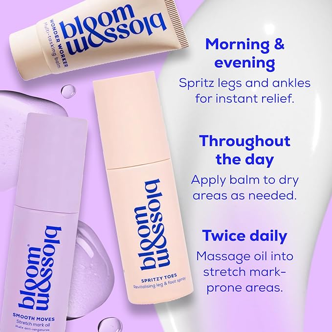 Bloom & Blossom - You've Got This Mama, Maternity Gift Set, 3-Piece Self-Care Kit for Expecting & New Moms with Stretch Mark Oil, Foot Spray Multi-Tasking Balm - Baby Shower, Maternity & New Mom Gift