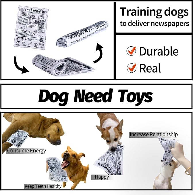 Interactive Dog Toys for Boredom - Newspaper Squeaker Toys - 4PCS Newspaper Dog Toy for Puppy Small Medium Furry Friends