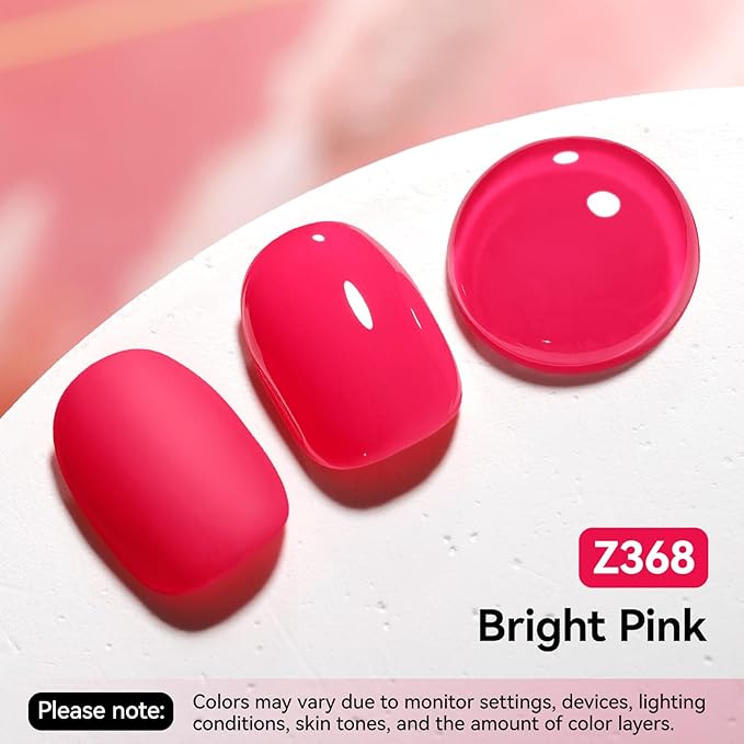 Bright Pink Nail Polish,Glossy Shine Finish,Fast Drying, Streak-free Formula, Rich in Castor Oil, Salon Quality Chip Resistant Nail Polish DIY Home Travel Nail Art Gift for Women,10ml