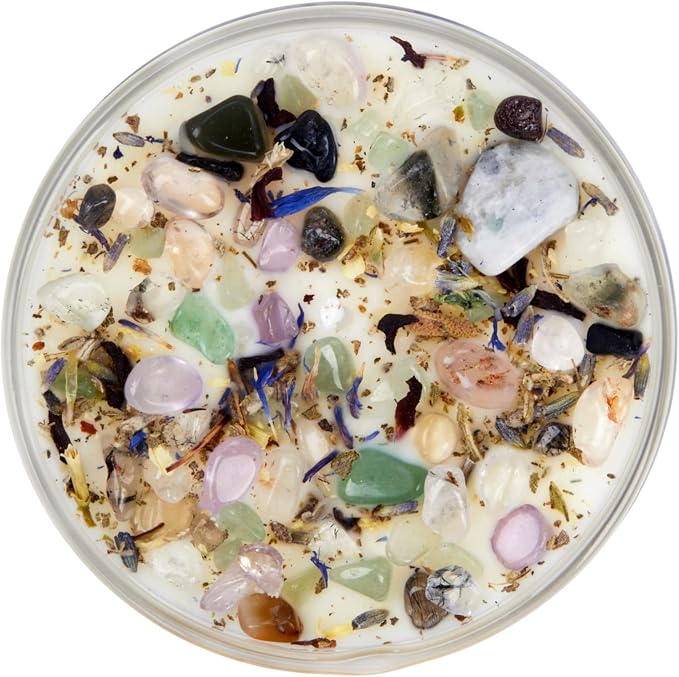 Moon Garden Candle by New Moon Beginnings - Soy Candle - All Natural Aromatherapy Crystal Candles - Intention Candle - Manifestation Candle - 12 oz Glass Jar