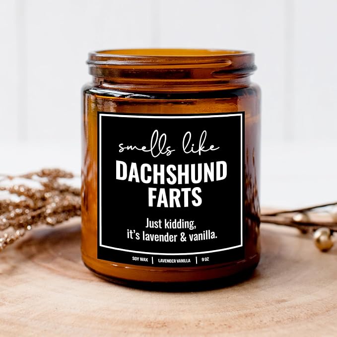 You Nique Designs, Dachshund Candle, 9 Oz, Dachshund Gifts for Women, Weiner Dog Gifts, Daschund, Wiener Dog, Daushaund, Dashound, All Natural Soy Vegan Aromatherapy Candles (Lavender & Vanilla A)