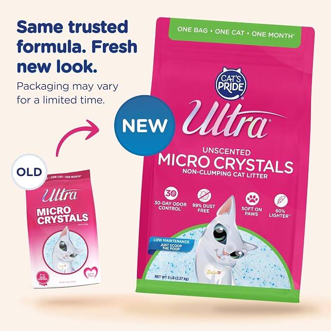Ultra by Cat's Pride Micro Crystals Litter with 30-Day Odor Control, 15lbs