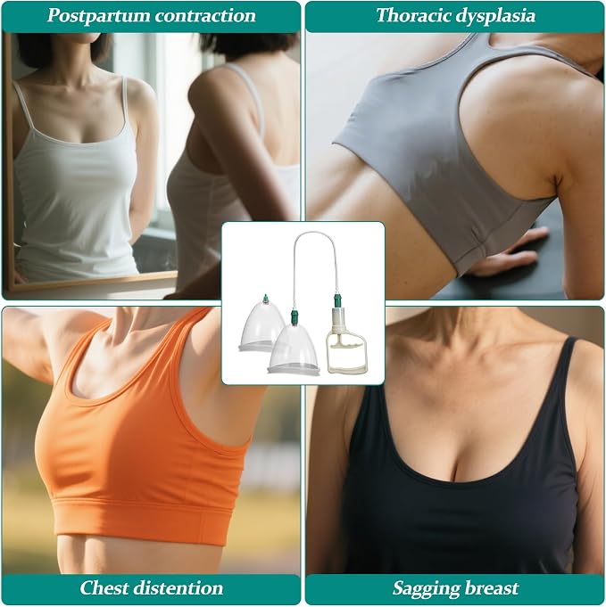 Ciieeo Vacuum Cupping Cup Hand Pump Set Breast Vacuum Cupping Buttock Lift Body Massage Cupping Set for Massage Therapists Cupping Machine Accessories for Women Ladies White