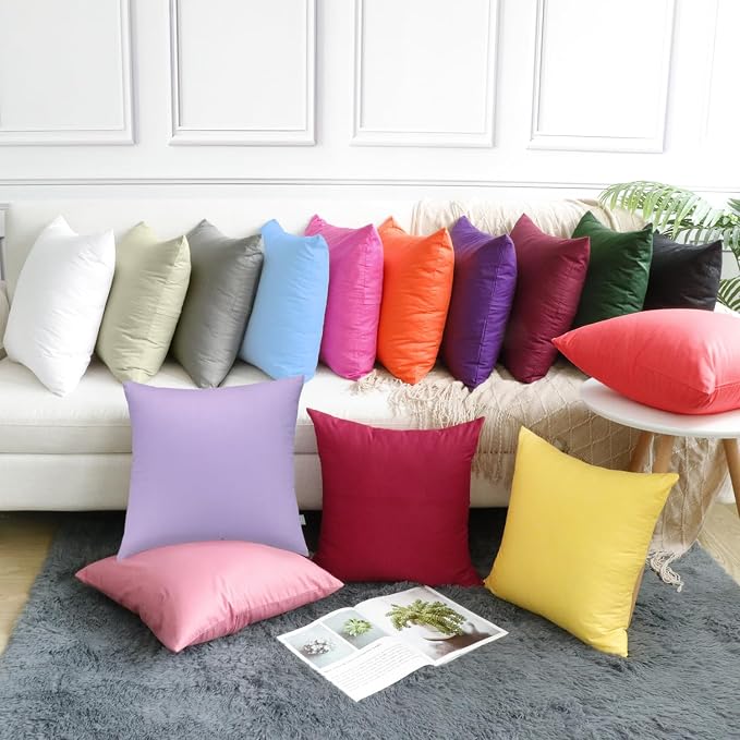 4-Pack 100% Cotton Comfortable Solid Decorative Throw Pillow Case,Thmyo Square Cushion Cover Pillowcase Sublimation Blank Pillow Covers DIY Throw Pillowcase for Sofa Couch(26x26 inch/ 66x66cm,Beige)