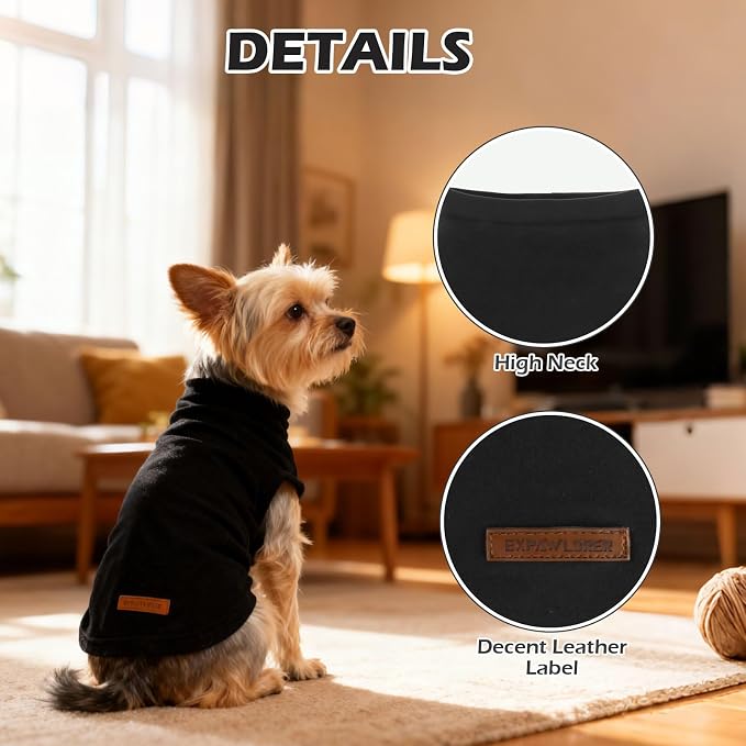 Cat Sweater Warm Fleece Pet Clothes for Cats Only | Soft Cat Vest Puppy Hoodie Coat, Fall Cold Winter Sweatshirt Pullover Clothing also for Small Dogs, Black L