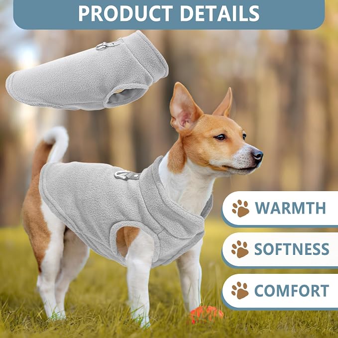 2 Pack Dog Sweater with Leash Ring Winter Warm Pet Sweater Thick Clothes Coat Fleece Dog Sweaters for Small Dogs Girl Boy for Chihuahua, French Bulldog, Dachshund,X-Large(19-26lbs)