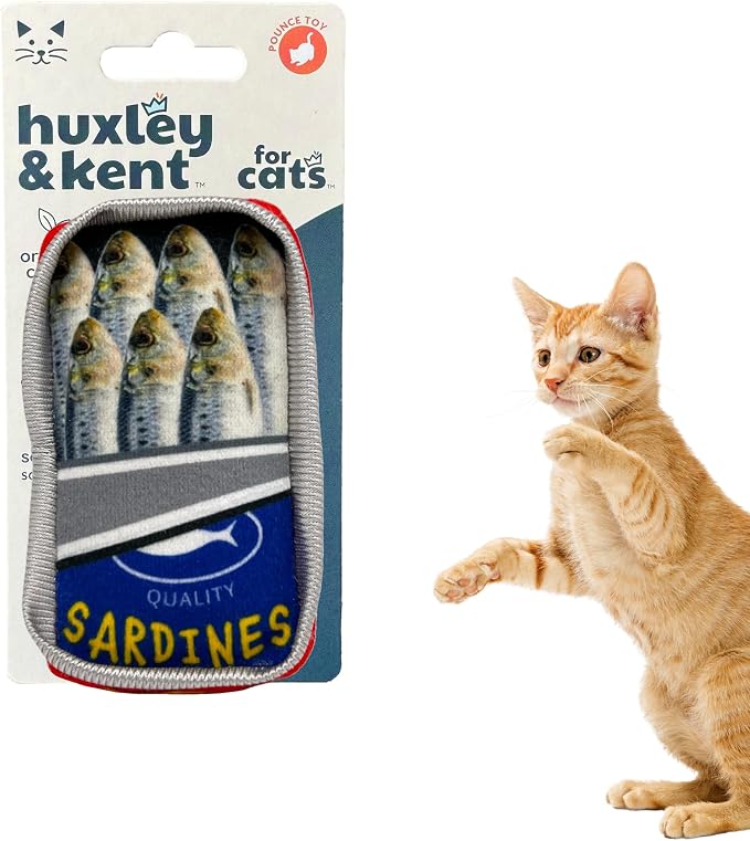 Huxley & Kent Plush Cat Toy - Interactive Catnip Toy for Cats & Kittens - Soft with Crinkle & Catnip - Fun Indoor Play - Sardine Tin
