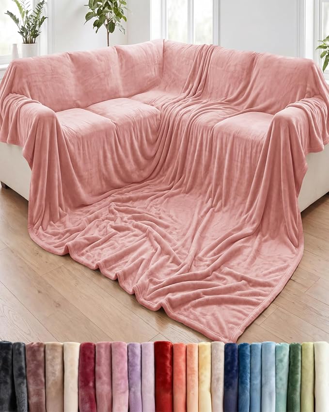 Ultra Soft Fleece Blanket Oversized King Size - Flannel Fleece Luxury Blanket - Lightweight for Couch Bed Chair - Thick, Warm and Breathable - All Season Cozy, Rose Pink