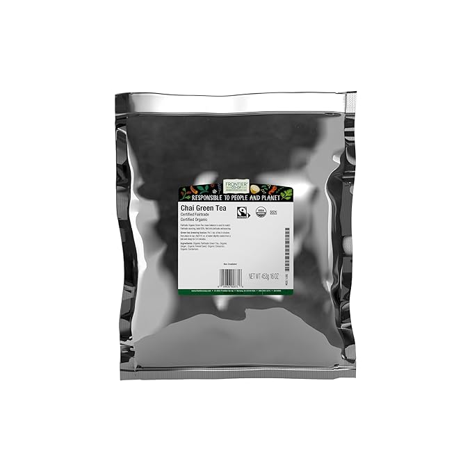Frontier Co-op Organic Chai Green Tea, 1-Pound Bulk, Robust Combination of Green Tea & Spices, Great as Hot Tea, Fairtrade