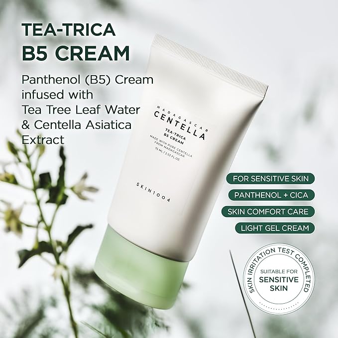 SKIN1004 Tea-Trica B5 Cream, Valentine Gifts, Korean Face Gel Moisturizer with Panthenol B5, Soothing & Hydrating Face Cream with Tea Tree & Madagascar Centella, Korean Skin Care 2.54 fl.oz / 75ml