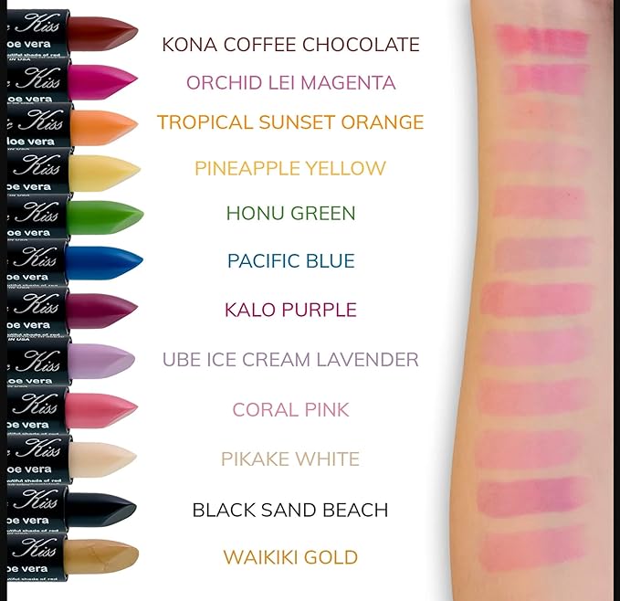 Magic Kiss Color Changing Matte Lipstick set, Long Lasting Nutritious Lips Moisturizer Magic Temperature Color Change Lip Balm with Aloe Vera MADE IN USA (2 Pack - Split A Green/Pink & Blue/Orange)