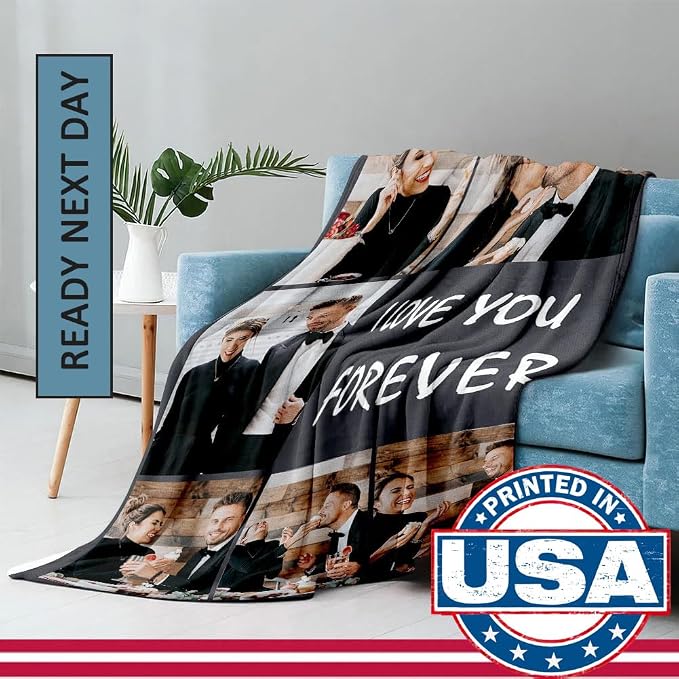 DayOfShe Ships Next Day Photo Blanket Gifts for Wife, Custom Blankets as Girlfriend Boyfriend Gifts- to My Wife Blanket Gifts from Husband, Couples Gifts