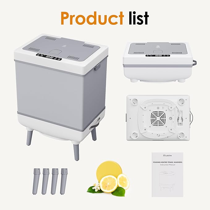 [Truely Upgrade Foldable] Luxury Towel Warmer, 35L Extra Large Towel Warmer Bucket Fits 4 Oversized 40"x70"Towels, Fast Heat Portable Blanket Heater for Bathroom Spa PJs &More, Star White