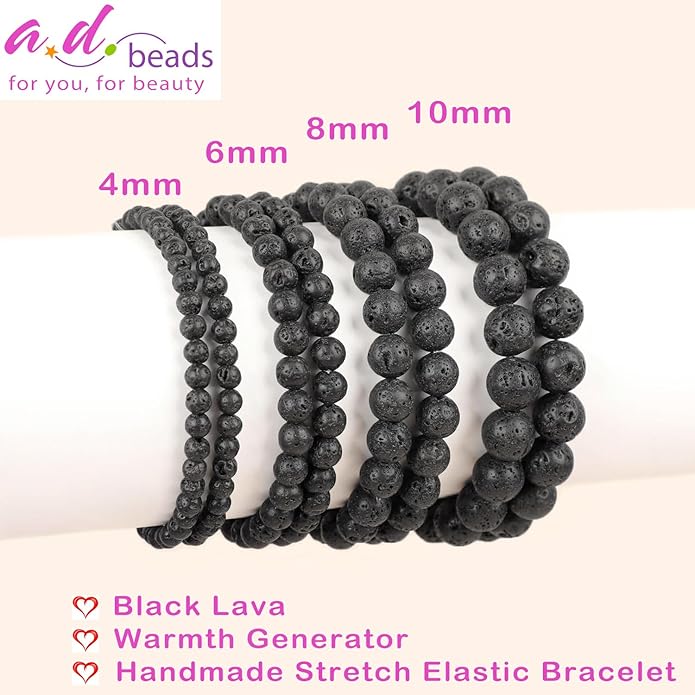 AD Beads Handmade Gemstone Stretch Elastic Bracelet Crystal Healing Reiki Nature's Beauty and Spiritual Essence Unisex