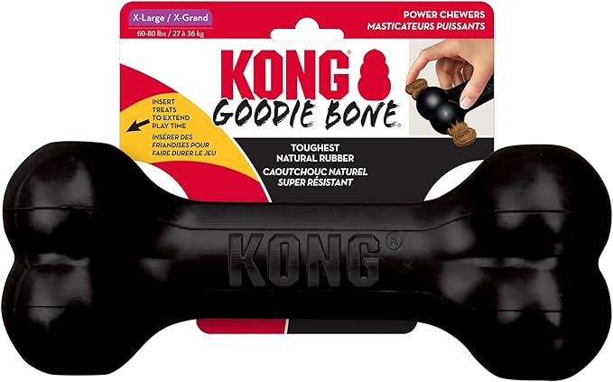 KONG Extreme Goodie Bone, Natural Rubber, Black, for Extra Large Dogs