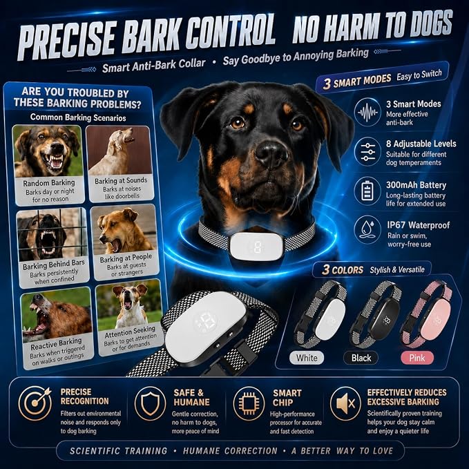Dog Bark Collar;White